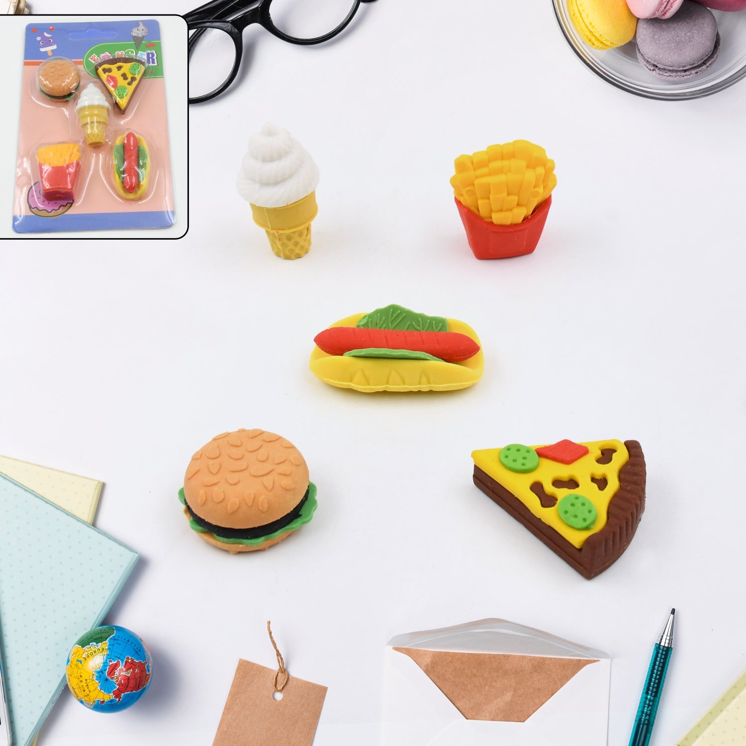 3D Food Fancy & Stylish Colorful Erasers, Mini Eraser Creative Cute Novelty Eraser for Children Different Designs Eraser Set for Return Gift, Birthday Party, School Prize (1 Set / Mix Design & Color) 3D Food Fancy & Stylish Colorful Erasers, Mini Eraser Creative Cute Novelty Eraser for Children Different Designs Eraser Set for Return Gift, Birthday Party, School Prize (1 Set / Mix Design & Color)